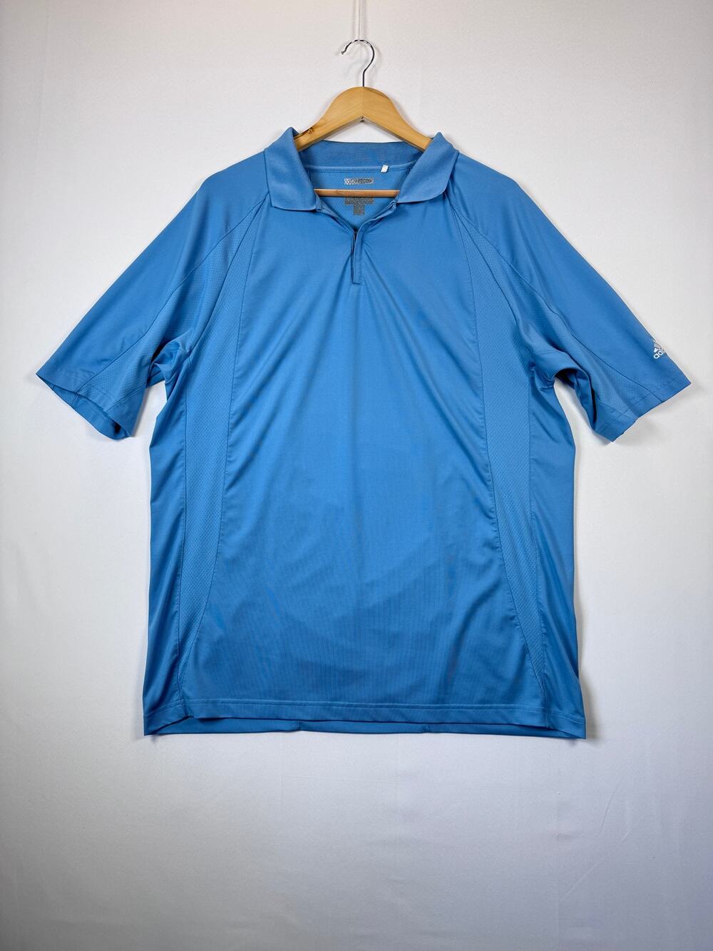 Adidas ClimaCool Mens XL Blue Quarter Zip Golf Polo Mesh Vents Athletic Shirt